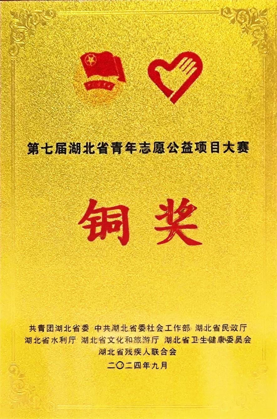 第七届湖北省青年志愿公益项目大赛铜奖证书